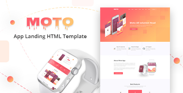Product preview supplied for Moto – Multipurpose App Landing Page HTML Template