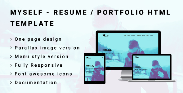 Preview image for MYSELF - Resume or Portfolio HTML Template