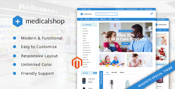 Product preview supplied for MedicalShop - Pharmacy and Drug Store Magento Responsive Theme