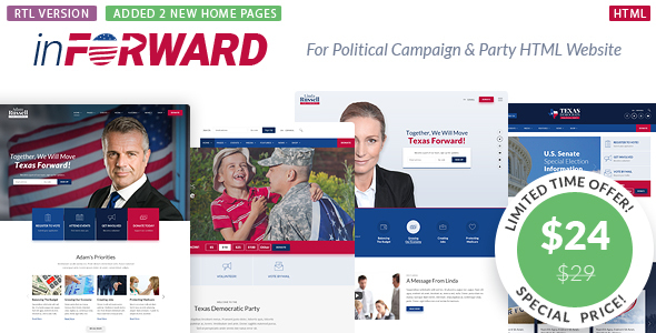 Preview image for inForward - Political Campaign, Party, Nonprofit HTML Template