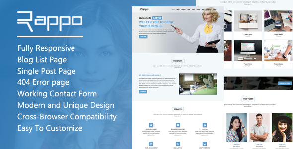 Product preview supplied for Rappo - Onepage Multipurpose HTML5 Template