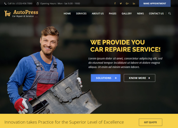 Product preview supplied for AutoPress - Car Repair & Services WordPress Theme