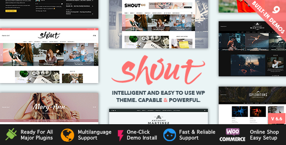 Product preview supplied for Shout - Blogging WordPress Theme