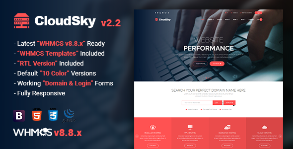 CloudSky | Multipurpose Domain, Hosting and WHMCS Template product preview