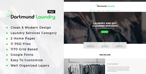 Dortmund : Laundry Services PSD Template