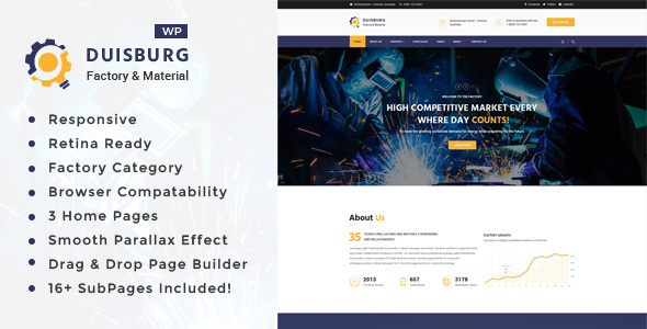 Duisburg - Factory & Industrial Business WordPress Theme product preview