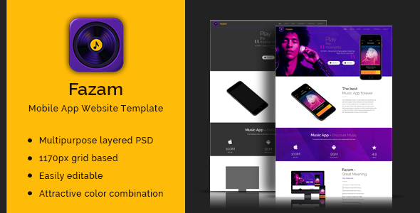 Fazam-Mobile App Website Template