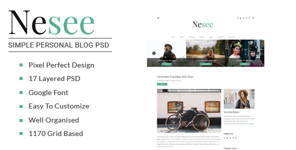 Nesee - Blog PSD Templates