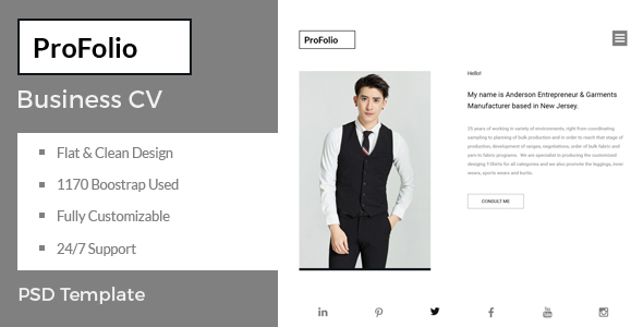 ProFolio - Business CV PSD Template product preview