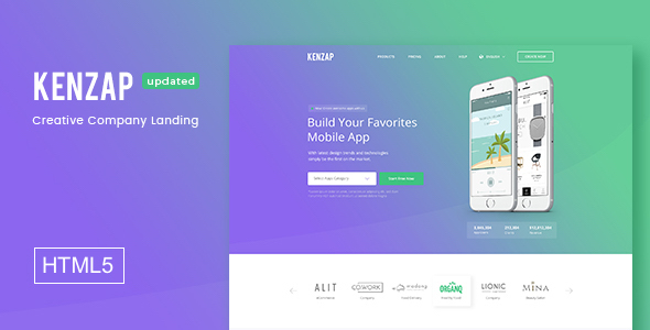 Kenzap - Creative Company Landing HTML5 Template product preview