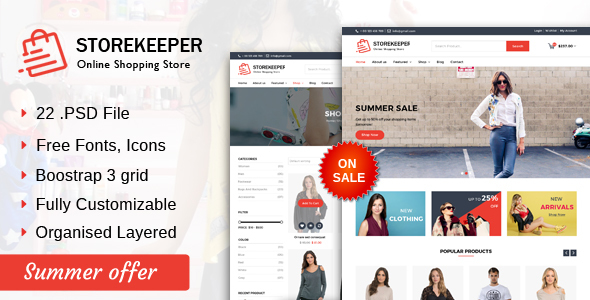 Storekeeper - eCommerce PSD Template