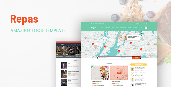 Product preview supplied for Restaurant and Food Recipes Directory PSD Template