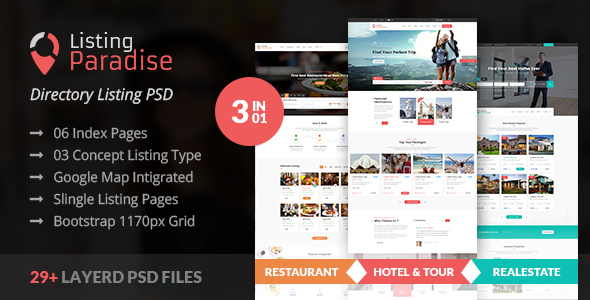 Product preview supplied for Listing Paradise Directory PSD Template