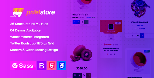 Product preview supplied for Pixelstore - eCommerce HTML5 Template