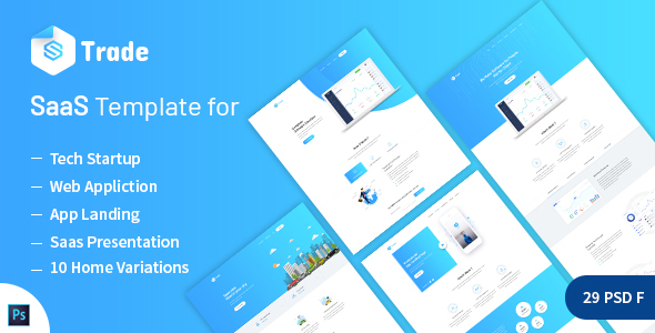 SaaS Trade - Startups SaaS PSD Template