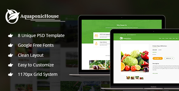 Aquaponic House PSD Template