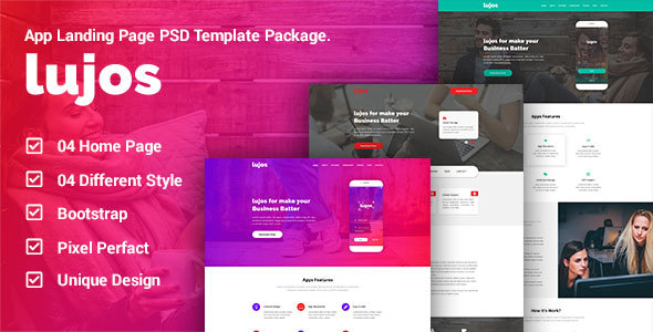 Preview image for Lugos - App Landing Page PSD Package