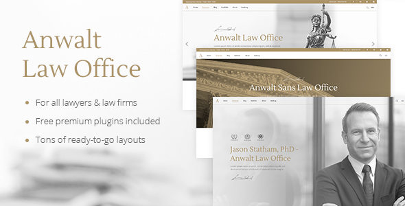 Product preview supplied for Anwalt - Law Firm WordPress Theme