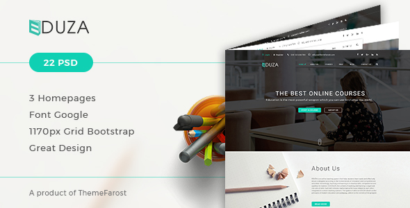 Eduza - Online Courses, Schools & Education PSD Template
