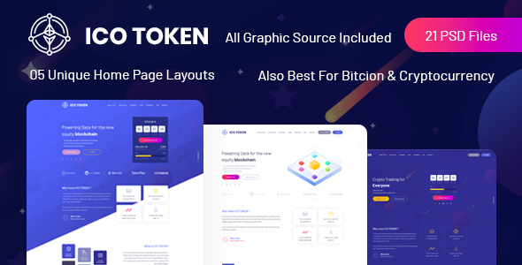 Product preview supplied for ICO TOKEN - Bitcoin & Cryptocurrency PSD Template