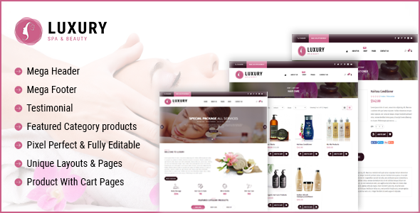 Product preview supplied for Luxury Spa Beauty OpenCart Theme