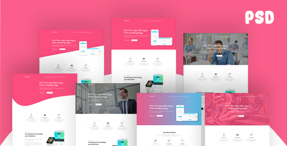 Apps Club - App Landing Page PSD Template