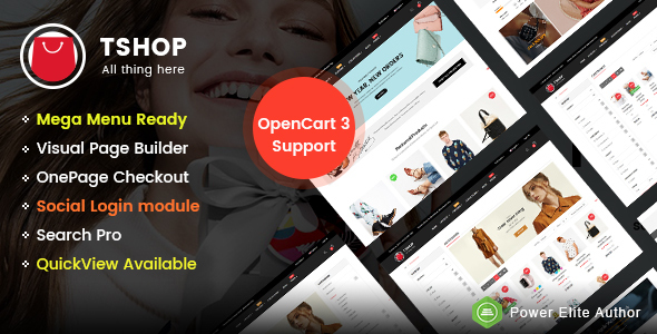 TShop - Multipurpose Responsive eCommerce OpenCart 3 Theme product preview