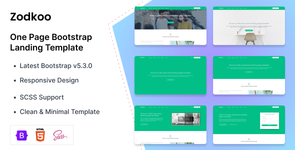 Zodkoo - Bootstrap Landing Page Template product preview