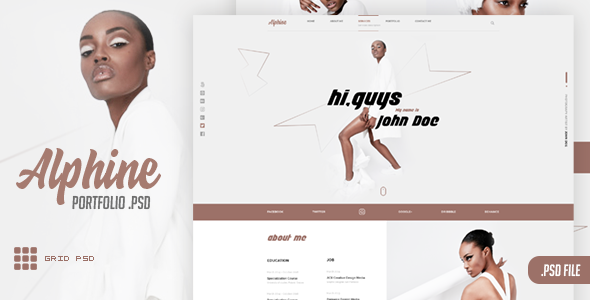 Alphine - Personal Portfolio & Resume PSD Template