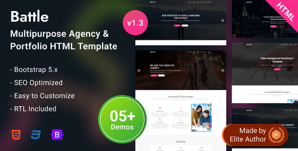 Battle - Startup Agency Portfolio Bootstrap 5 Template product preview