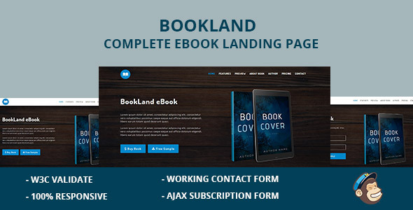 BookLand Complete E Book Landing Page product preview