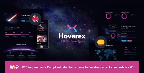 Hoverex | Cryptocurrency, NFT & ICO WordPress Theme + Spanish listing image
