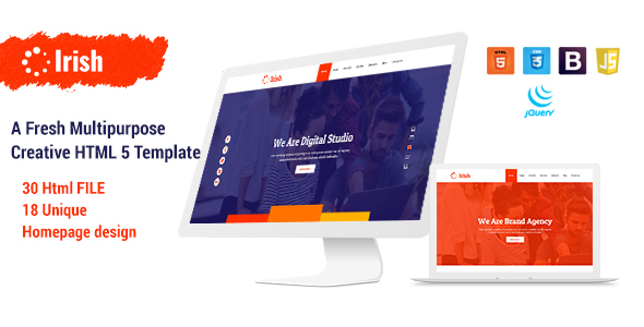 Irish - A Fresh Multipurpose Creative HTML5 Template listing image