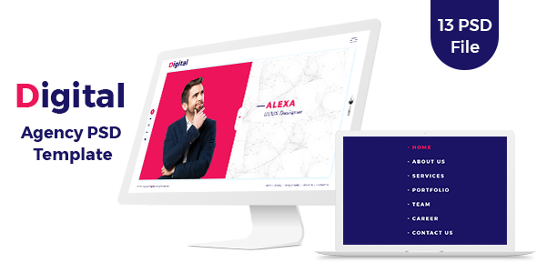Digital- Freelancer, Agency, IT Firm PSD Template.