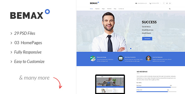 Bemax - Multipurpose Corporate Business PSD Template