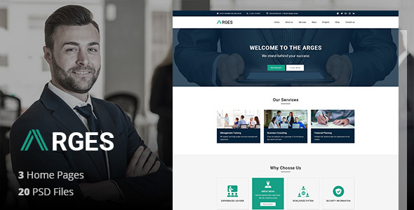 Preview image for Arges Corporate - Business, Professional and Consulting Services PSD Template