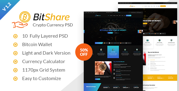 Bit Share - Bitcoin Crypto Currency PSD Template