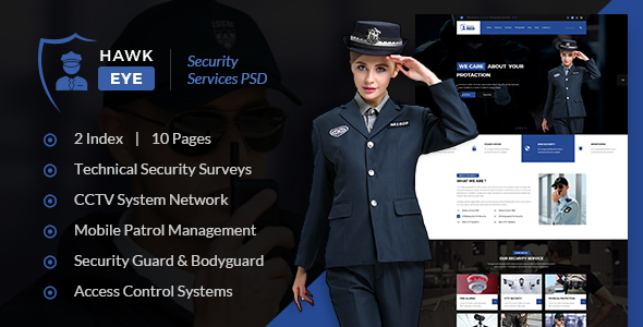Hawkeye - Security Service PSD Template