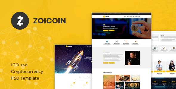 Zoicoin - Bitcoin, ICO and Cryptocurrency PSD Template