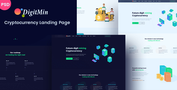 DigitMin - Bitcoin & Cryptocurrency PSD Template listing image