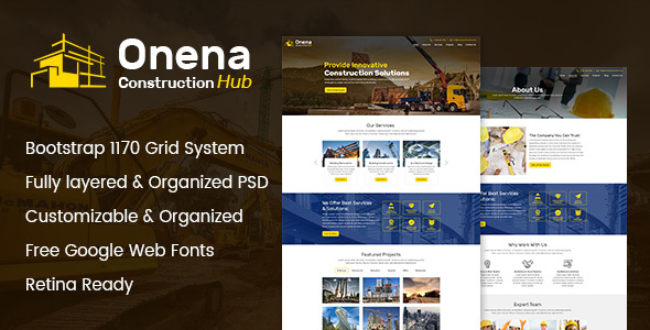 Onena Construction Hub PSD Template