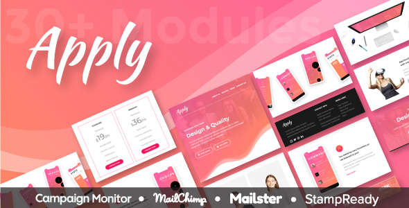 Apply - Responsive Email for App 30+ Modules - StampReady Builder + Mailster & Mailchimp Editor product preview