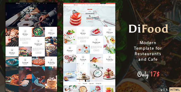 Preview image for DiFood - Restaurant And Cafe HTML Template
