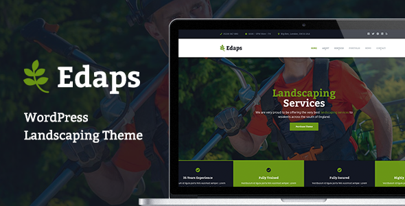 Product preview supplied for Edaps - WordPress Landscaping Theme