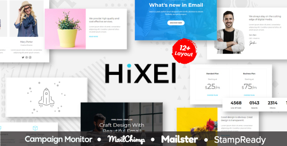 Preview image for Hixel - Responsive Email Template for Agency 70+ Modules - StampReady Builder + Mailster & Mailchimp