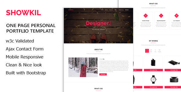 Product preview supplied for SHOWKIL - Personal Portfolio HTML5 Template