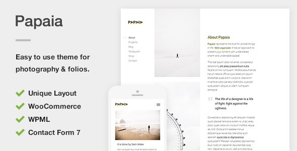 Papaia - Photography & Portfolio WordPress Theme product preview