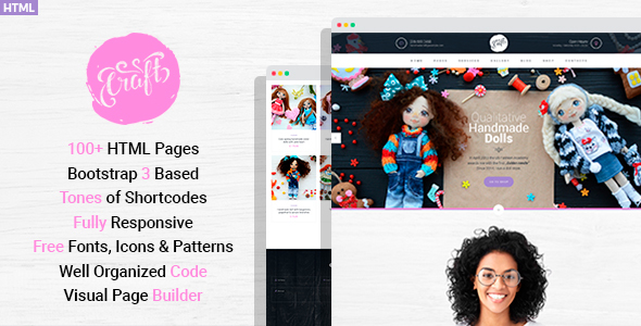 Craft Plus - Handmaded Crafts HTML Template with Visual Page Builder