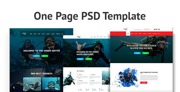 Under Water - One Page PSD Template product preview
