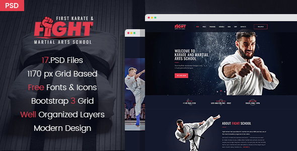 Fight - Karate & Martial Arts School PSD Template